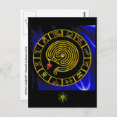 ASTRAL LABYRINTH GOLD ZODIAC CHART Astrologie Postkarte (Vorne/Hinten)