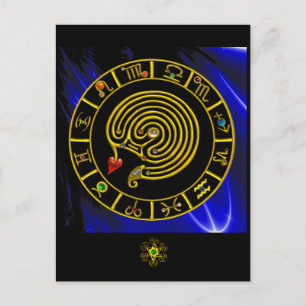 ASTRAL LABYRINTH GOLD ZODIAC CHART Astrologie Postkarte