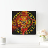 ASTRAL LABYRINTH GOLD ZODIAC CHART Astrologie Quadratische Wanduhr (Zuhause)