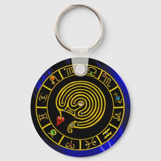 ASTRAL LABYRINTH GOLD ZODIAC CHART Astrologie Schlüsselanhänger (Vorderseite)