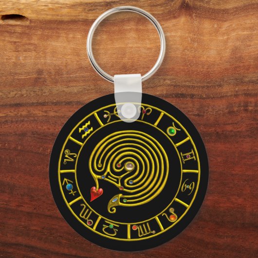 ASTRAL LABYRINTH GOLD ZODIAC CHART Astrologie Schlüsselanhänger (Vorderseite)
