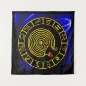 ASTRAL LABYRINTH GOLD ZODIAC CHART Astrologie Wandteppich (Vorderseite)