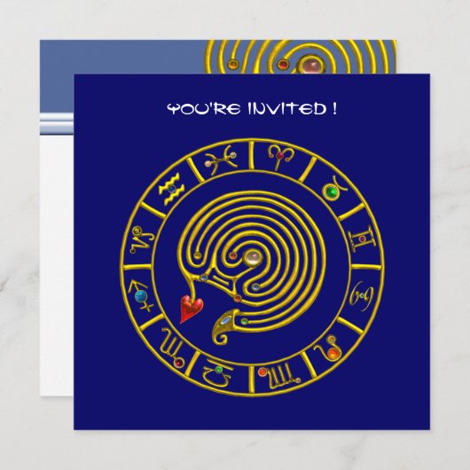 ASTRAL LABYRINTH, schwarz-weiß, blau-rot Einladung (Vorne/Hinten)