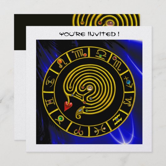 ASTRAL LABYRINTH, Schwarzweiß, blaues Eis Einladung (Vorne/Hinten)