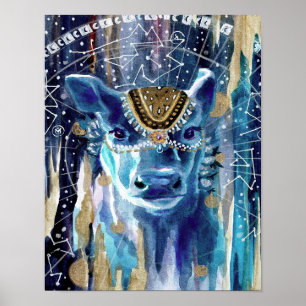 Astral Moon Cow Mandala  Geschenk für Kuhliebhaber Poster