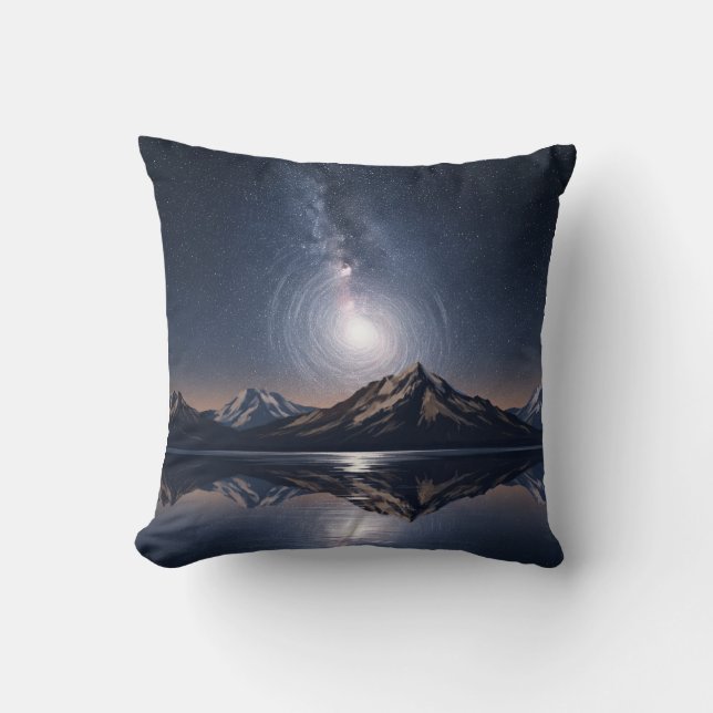 Astral Mountain Reflection - Galaxy-Kunstprint Kissen (Vorderseite)