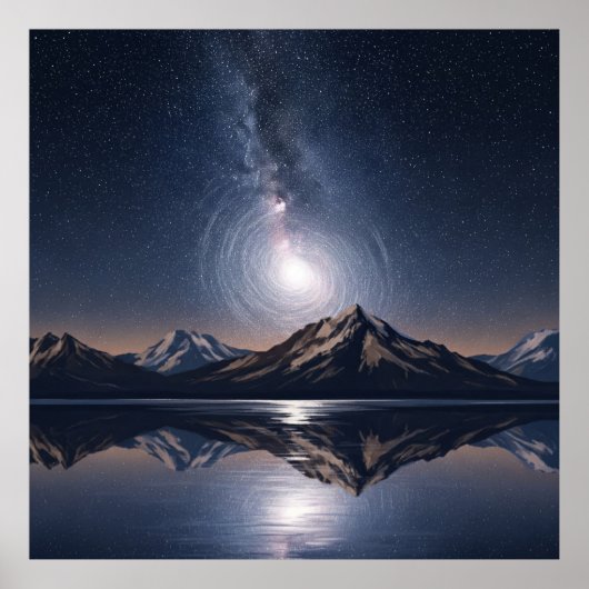 Astral Mountain Reflection - Galaxy-Kunstprint Poster (Vorne)