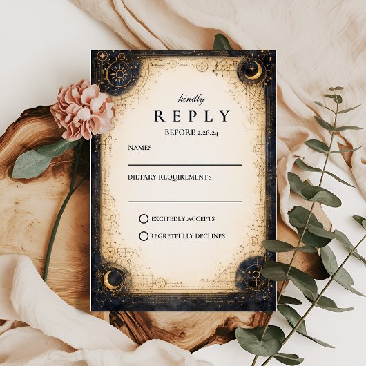 Astral Night Wedding RSVP Karte