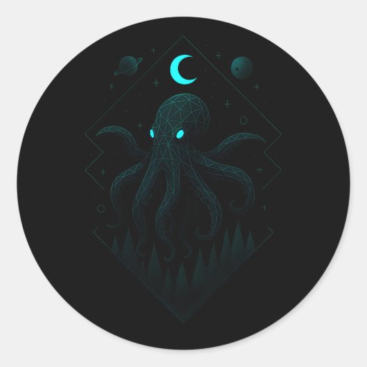 Astral Octopus - Kosmische Intelligenz Runder Aufkleber (Vorderseite)