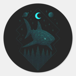 Astral Shark - Cosmic Ocean Predator Runder Aufkleber