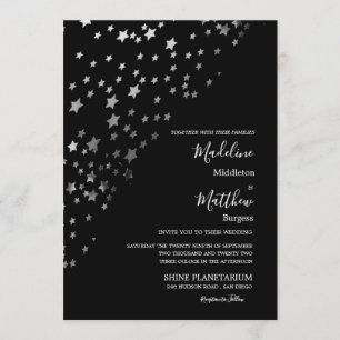 Astral Stars Silver Black Abend Wedding Einladung