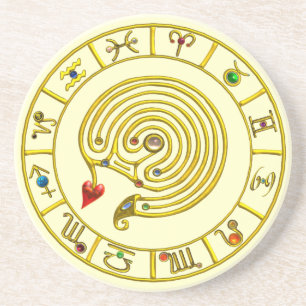 ASTRALER LABYRINTH GOLD-STERNZEICHEN Astrologie Untersetzer