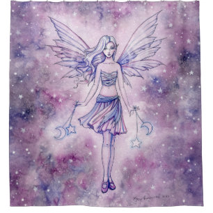 Astralina Lila Fee im Sternenhimmel Duschvorhang