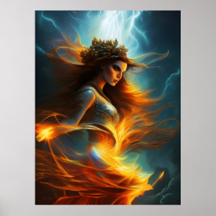 Astrape AI Fantasy Digitale Kunst drucken griechis Poster