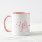 Astrid Name Bedeutung und Monogramm weicher rosa T Tasse (Links)