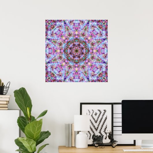 Astrid - Pastel Pink & Lila Psychedelic Mandala Poster (Heimbüro)