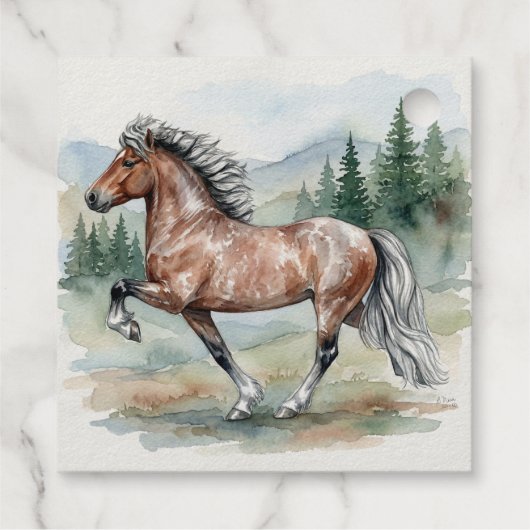 Astrid Tolting Icelandic Horse watercolor Geschenkanhänger (Rückseite)