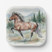 Astrid Tolting Icelandic Horse watercolor Pappteller (Vorderseite)