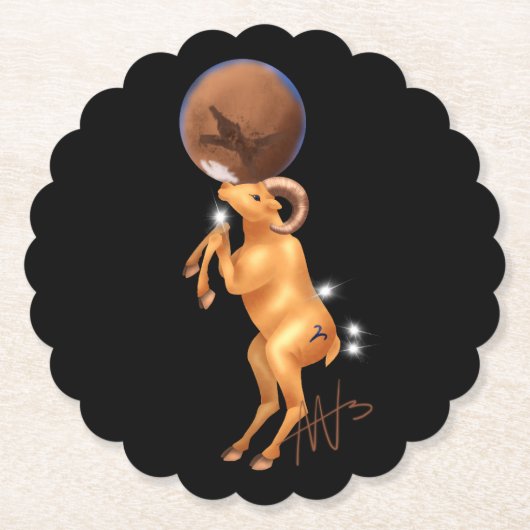 Astro Aries Mars Zodiac Untersetzer (Vorderseite)