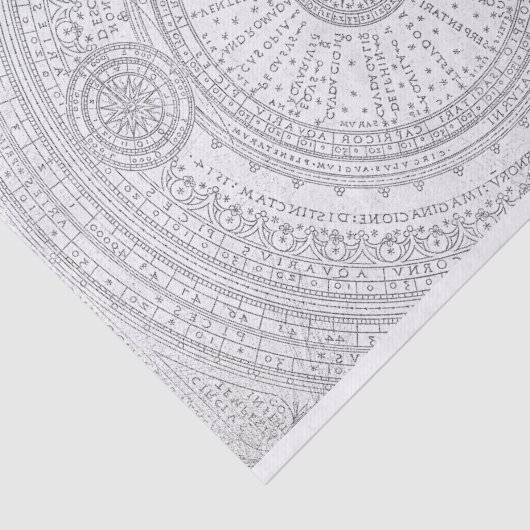 Astro-Diagramm in ausgeblendetem lateinischem Text Seidenpapier (Ausschnitt)