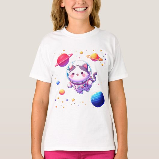 Astro-Katze Cartoon T-Shirt (Vorderseite)