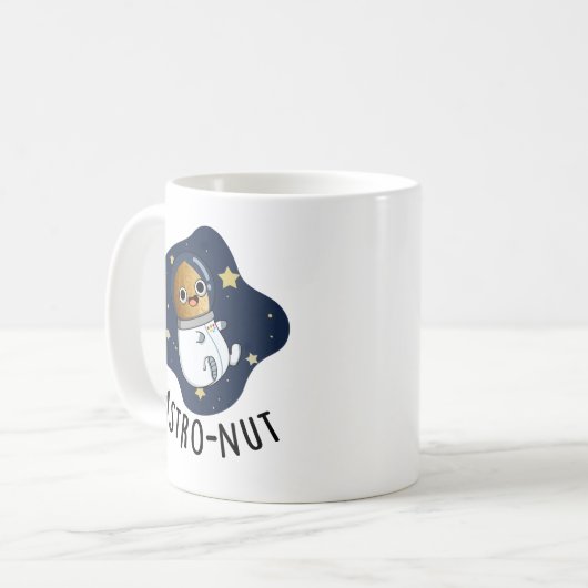 Astro-Nuss Astronautenpun Kaffeetasse (Vorderseite Links)