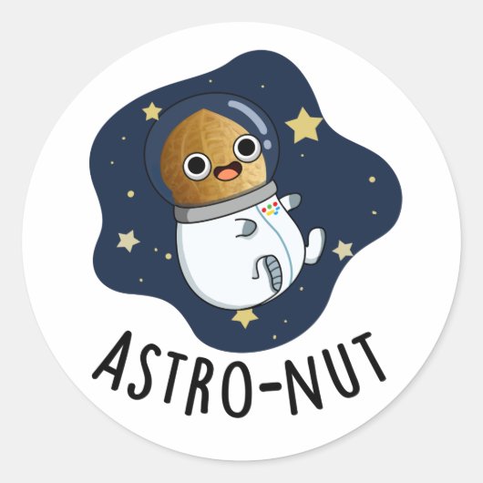Astro-Nuss Astronautenpun Runder Aufkleber (Vorderseite)