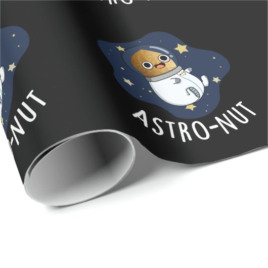 Astro-Nuss-Nuss Astronaut Pun Dark BG Geschenkpapier (Rolleneckpunkt)