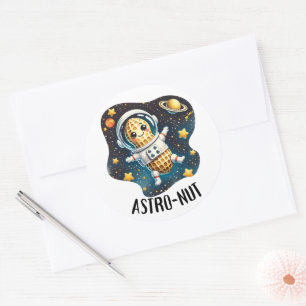 Astro-Nut Erdnuss, Astronauten-Wortspiel Runder Aufkleber