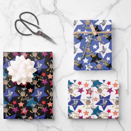 Astro Nut Stars Geschenkpapier Set (Vorderseite)