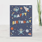 Astro Sloth Happy Birthday Karte (Vorderseite)