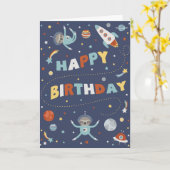 Astro Sloth Happy Birthday Karte (Gelbe Blume)