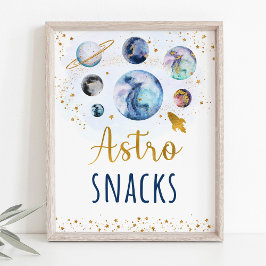 Astro Snacks Blue Gold Space Geburtstagszeichen Poster
