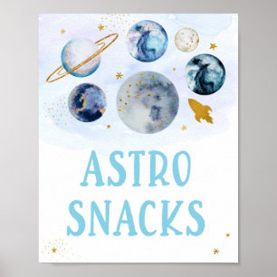 Astro Snacks Galaxy Blue Gold Space Geburtstag Poster