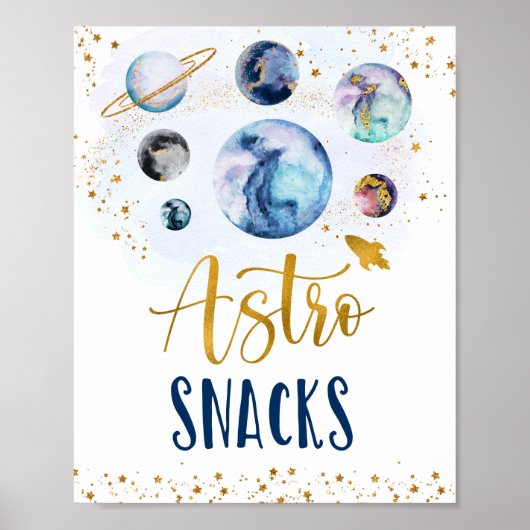 Astro Snacks Galaxy Blue Gold Space Geburtstag Poster (Vorne)
