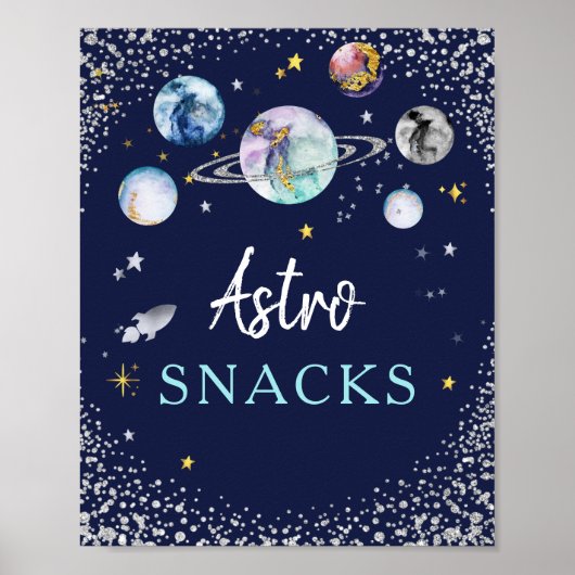 Astro Snacks Space Galaxy Geburtstagsparty Poster (Vorne)