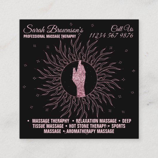 Astrologe Massage Therapy Hand Star Quadratische Visitenkarte (Vorderseite)