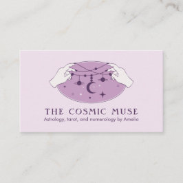 Astrologer Kosmischer Mond und Sterne mit Händen Visitenkarte