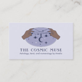 Astrologer Kosmischer Mond und Sterne mit Händen Visitenkarte