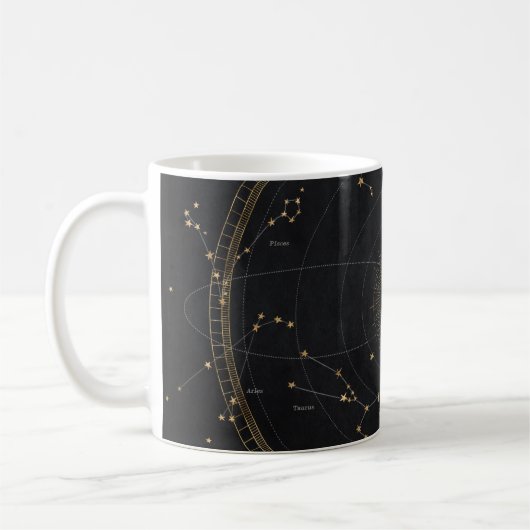 Astrological star map black gold gold zodiac stars kaffeetasse (Links)