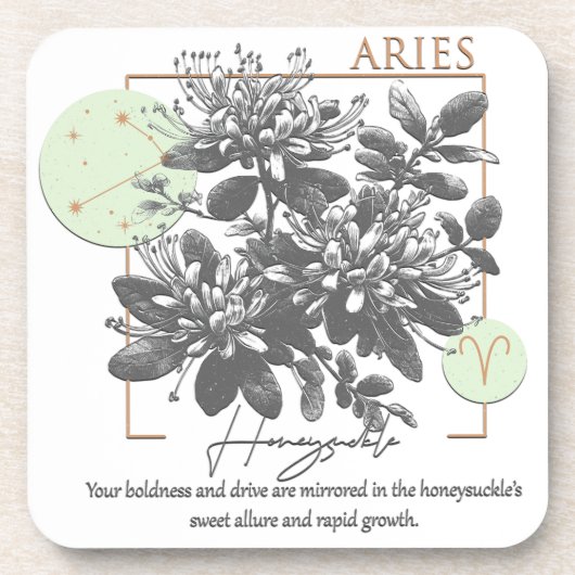 Astrologie/Äries Zodiac Signage Blume Honeysuckle Getränkeuntersetzer (Vorderseite)