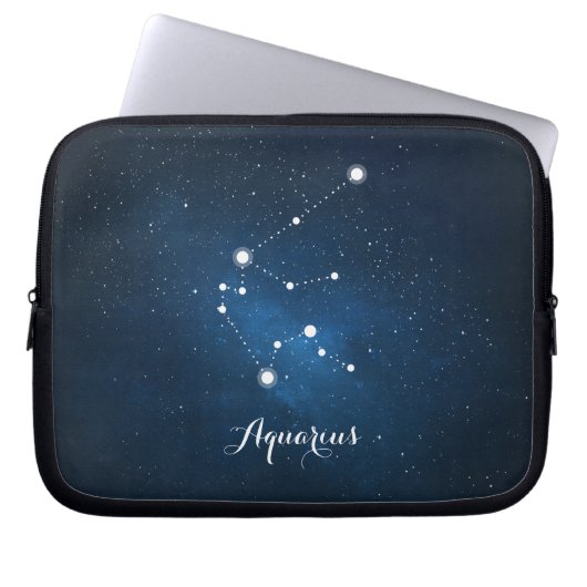 Astrologie Blauer Nebel Aquarius Zodiac Zeichen Laptopschutzhülle (Vorderseite)