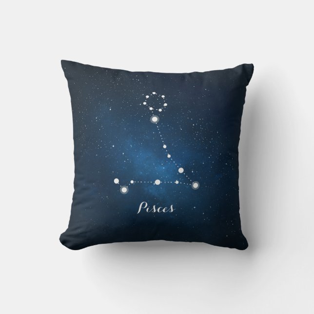 Astrologie Blauer Nebel Pisces Zodiac Zeichen Kissen (Vorderseite)