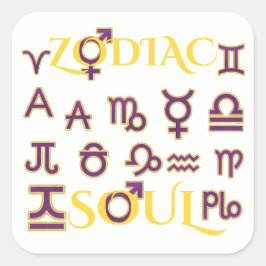 Astrologie Design "Zodiac Soul" Horoskop-Zeichenge Quadratischer Aufkleber