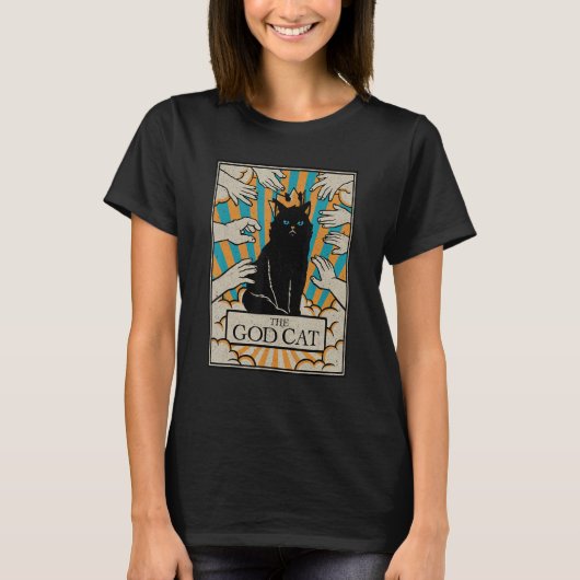 Astrologie Die Gotteskatze bekommt Tarot Kartenles T-Shirt (Vorderseite)