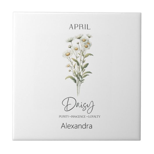 Astrologie Geburtsmonat April | Blume Daisy Fliese (Vorderseite)