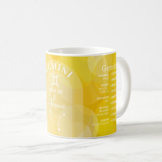 Astrologie Gemini Zodiac Sign Foto Custom Geburtst Kaffeetasse (VorderseiteRechts)