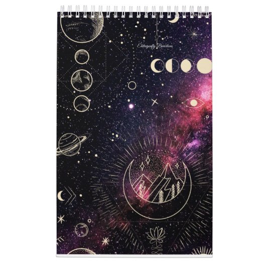 Astrologie Kalender mit Planeten (Rückseite)