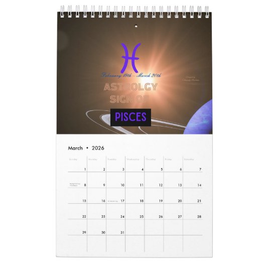 Astrologie Kalender mit Planeten (Mär 2026)