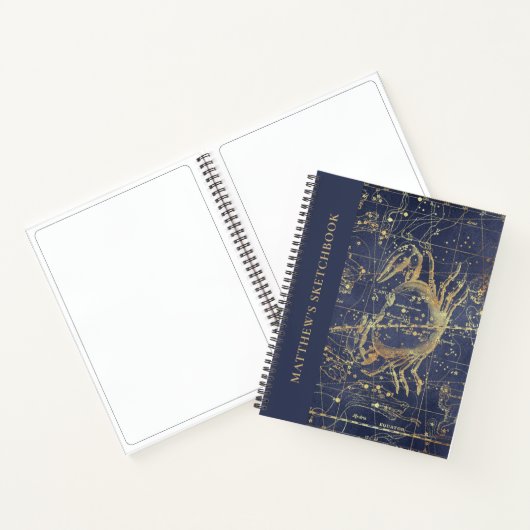 Astrologie Krebs Horoskop Sketchbook mit Name Notizblock (Innenseite)